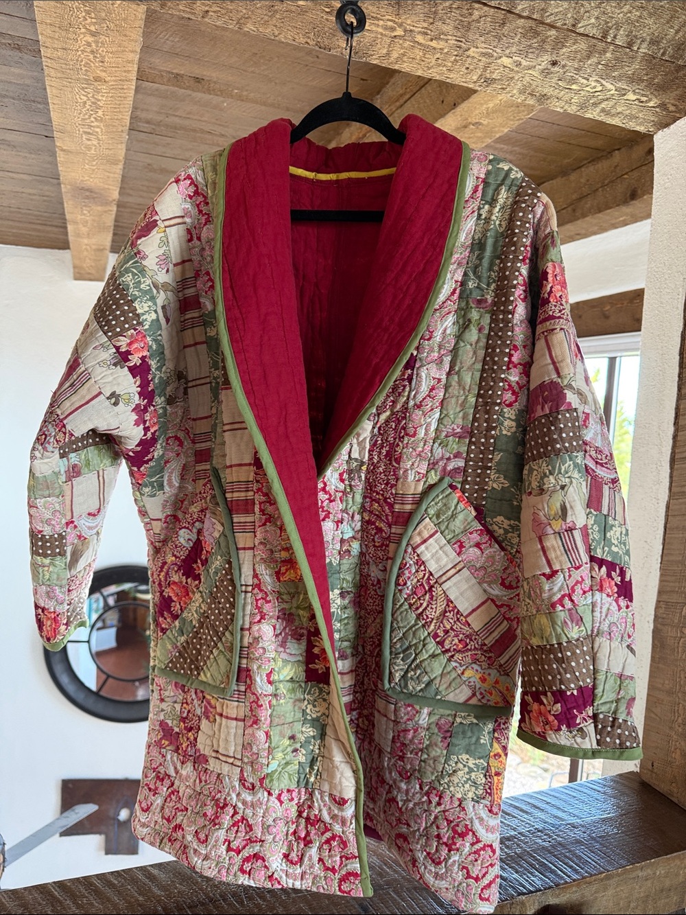 Quilted Patchwork Jacket - Red & Green